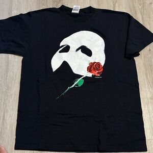 Fruit of the Loom Black Tee with Mask and Rose Design